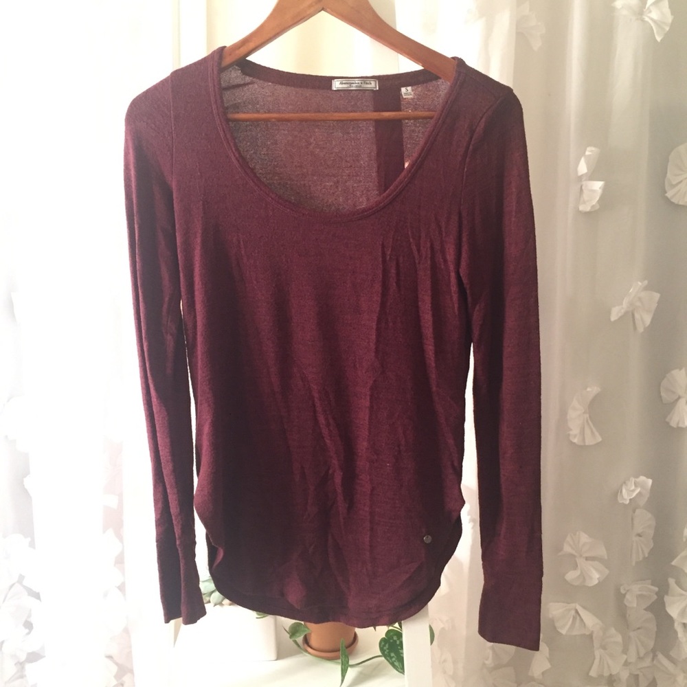 Abercrombie Burgundy Plush Crew Neck Sweater